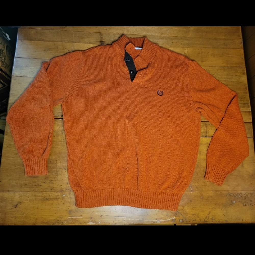 Men's Size Large Sweater 1/4 Zip Orange